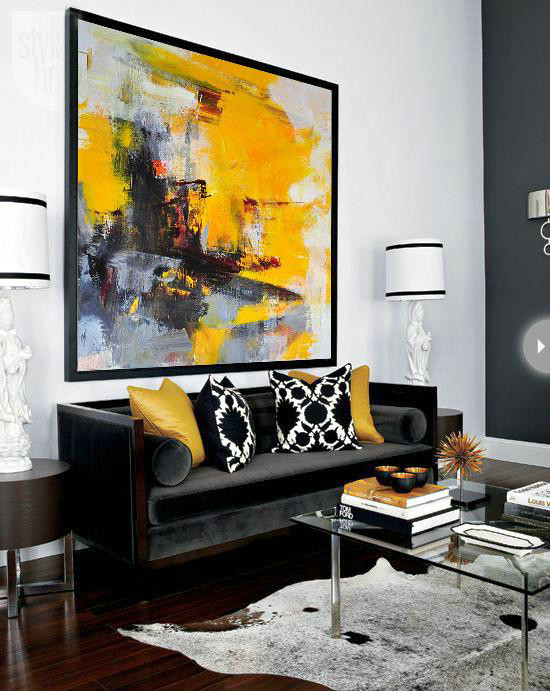 Extra Large Abstract Painting On Canvas,Oversized Palette Knife Painting Contemporary Art On Canvas,Original Abstract Painting Canvas Art,Black,Yellow,White,Red,Grey.etc